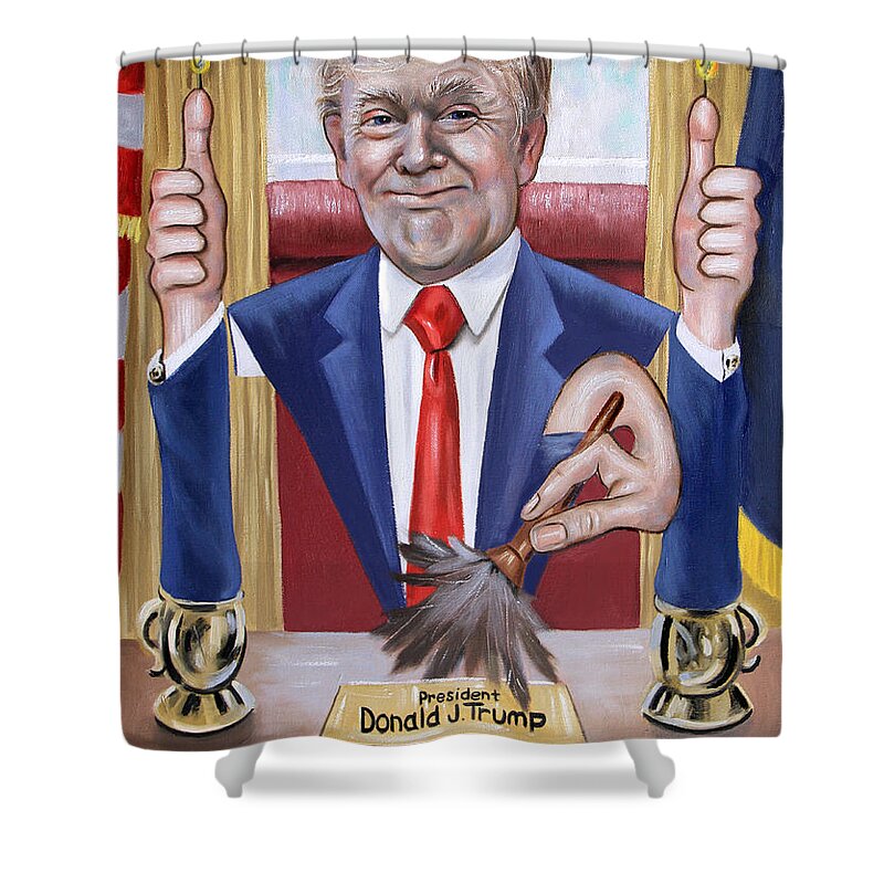 President Donald J Trump Shower Curtain featuring the painting President Donald J Trump, Not Politically Correct by Anthony Falbo