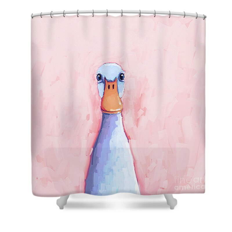 Duck Shower Curtain featuring the painting Pretty Duck by Lucia Stewart