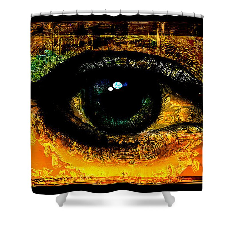Eyes On Me Collection Shower Curtain featuring the digital art Pretty Eye 16 by Aldane Wynter