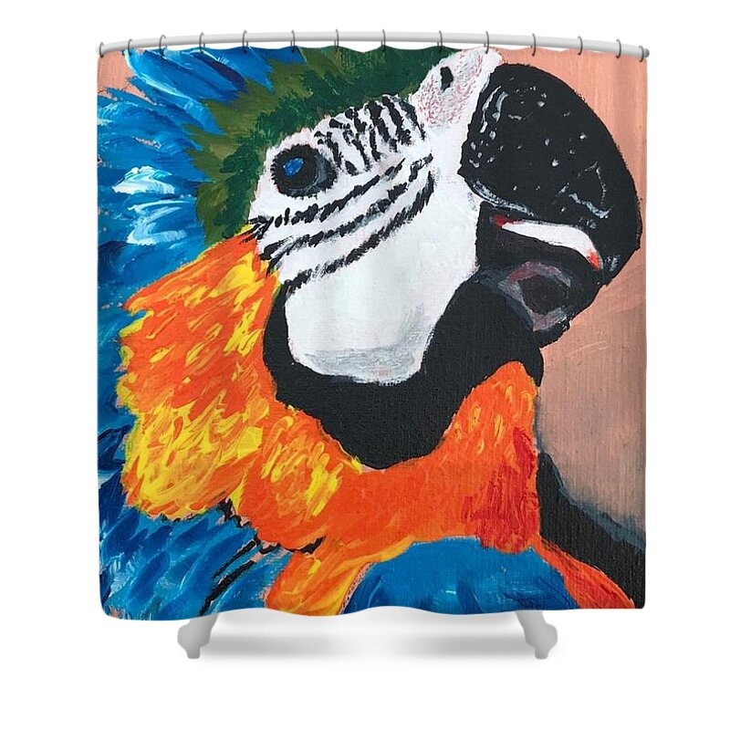 Pets Shower Curtain featuring the painting Pretty Polly by Kathie Camara