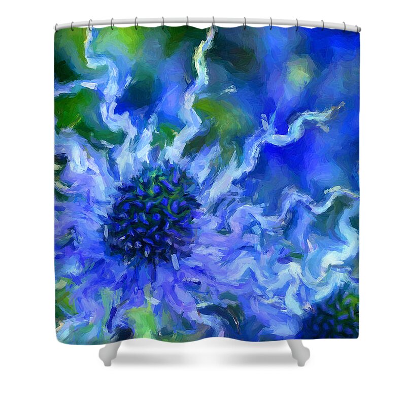 Floral Shower Curtain featuring the painting Prickly Flower by Trask Ferrero