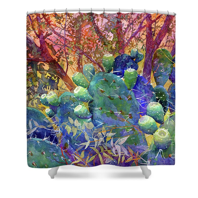 Cactus Shower Curtain featuring the painting Prickly Patch by Hailey E Herrera