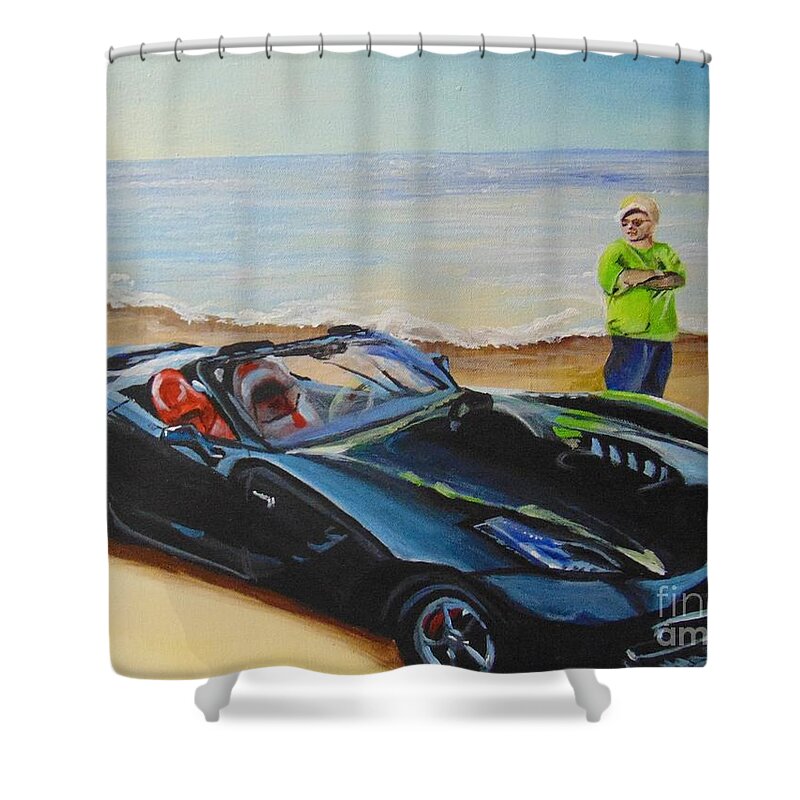Car Shower Curtain featuring the painting Pride and Joy by Saundra Johnson