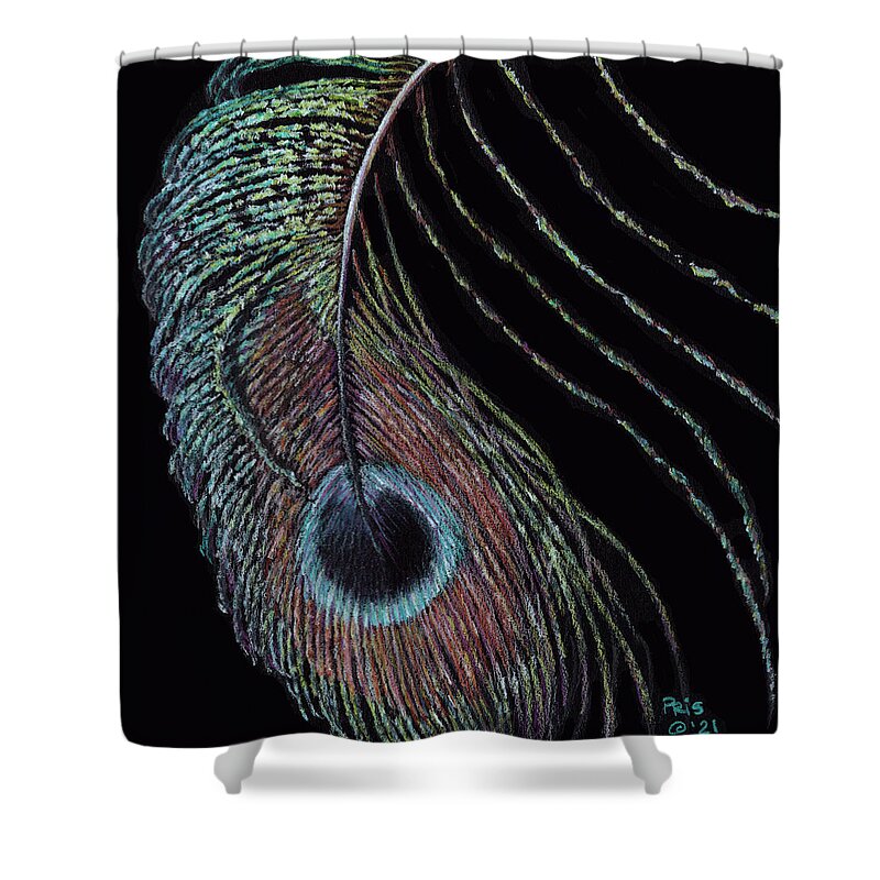 Feather Shower Curtain featuring the drawing Pride n Joy by Pris Hardy