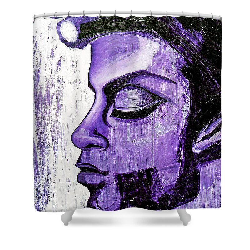 Prince Shower Curtain featuring the painting Princes Purple Rain by Genevieve Esson