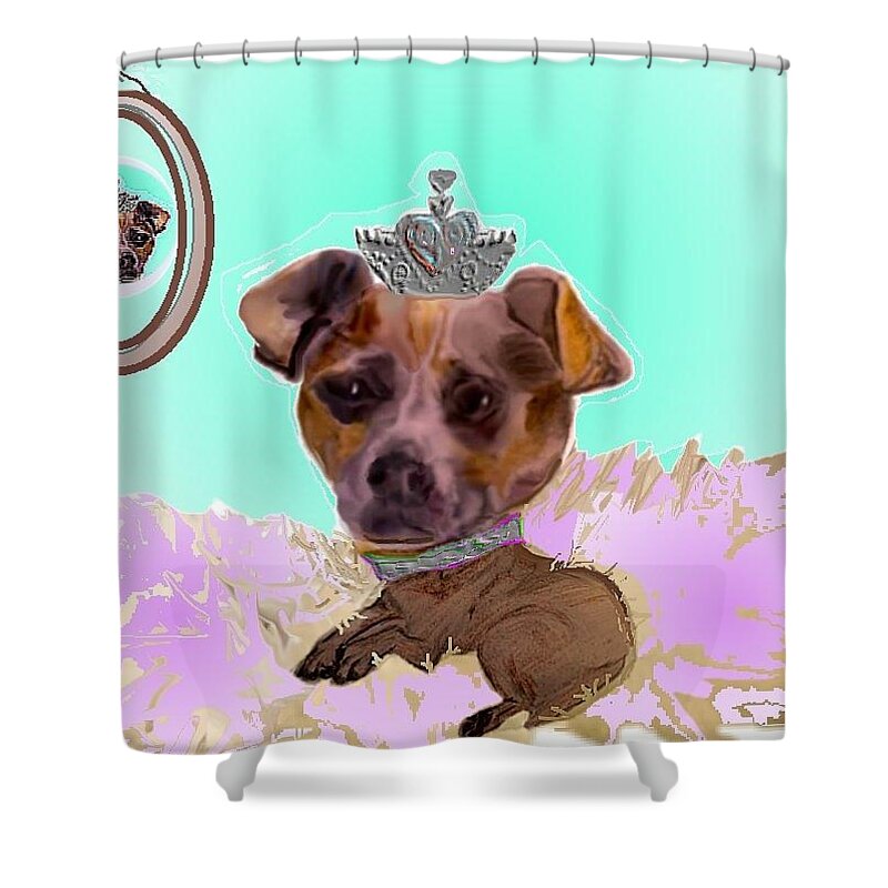 Chihuahua Shower Curtain featuring the mixed media Princess Rubee by Pamela Calhoun