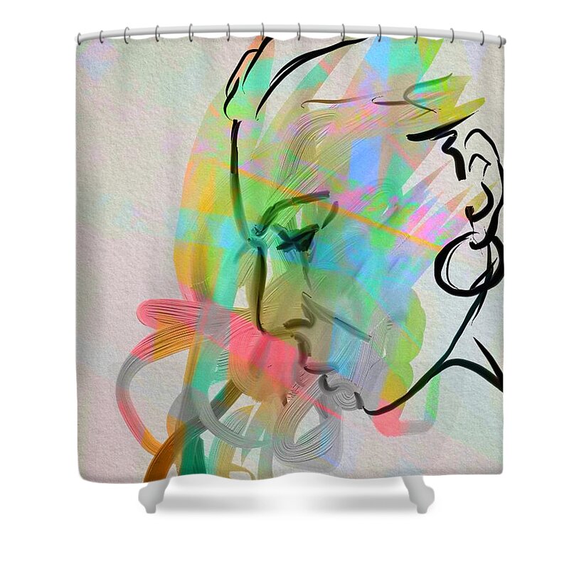 Portrait Shower Curtain featuring the digital art Profile And Paint by Michael Kallstrom