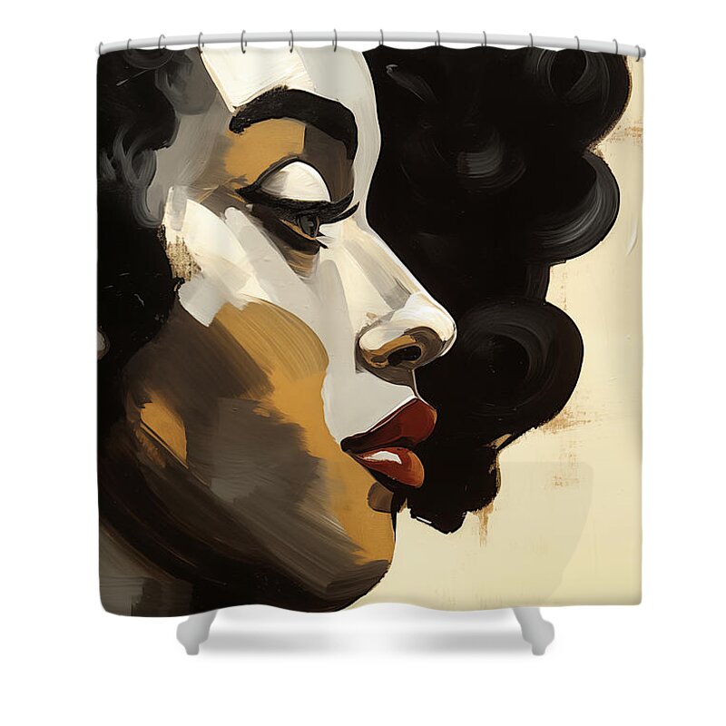 Woman Shower Curtain featuring the painting Profile by Jacky Gerritsen