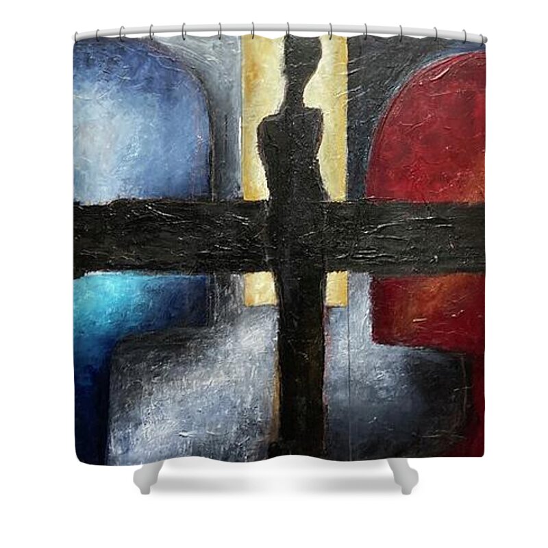Figures Shower Curtain featuring the painting Progression 1B by David Euler