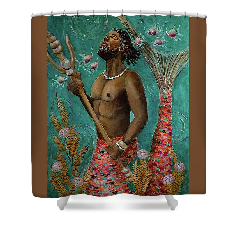 Protector Shower Curtain featuring the painting Protector by Linda Queally by Linda Queally