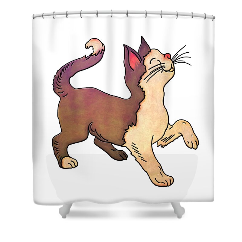Kitty Shower Curtain featuring the digital art Proud Little Kitten by John Haldane