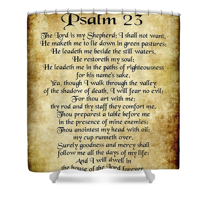 Psalm 23 Shower Curtain featuring the digital art Psalm 23 by Ginny Gaura