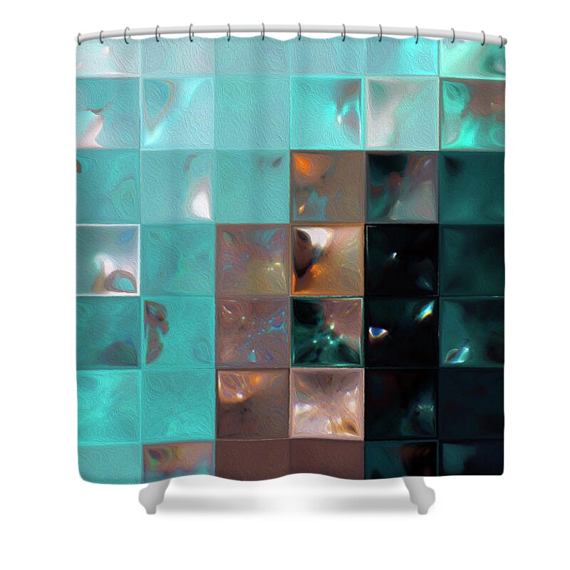 Blue Shower Curtain featuring the painting Psalm 36 9. The Fountain Of Life. Bible Verse Christian Inspiration Scripture Wall Art by Mark Lawrence
