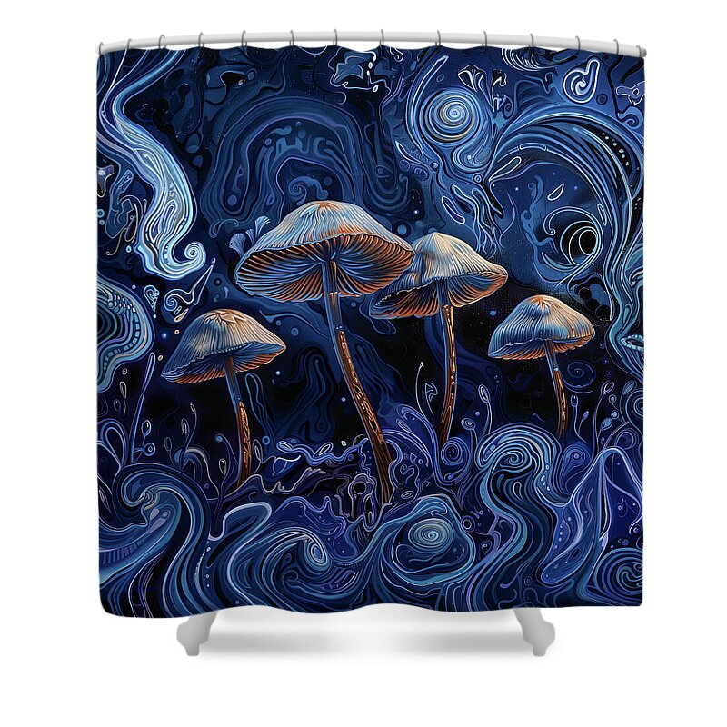 Psychedelic Shower Curtain featuring the digital art Psychedelic Mushroom Art by Anthony Mickeal