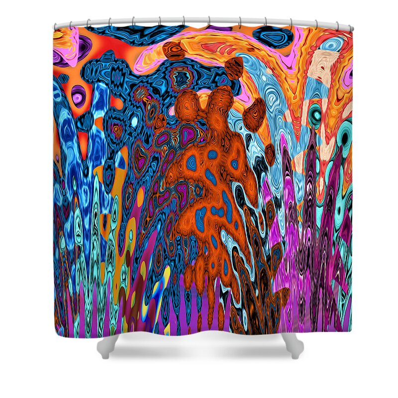 Abstract Shower Curtain featuring the digital art Psychedelic - Volcano Eruption by Ronald Mills