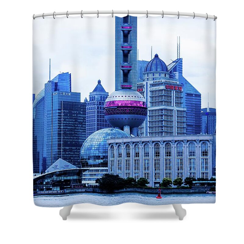 Pudong Shower Curtain featuring the photograph Pudong Shanghai Chinese Restaurant Decoration by Josu Ozkaritz