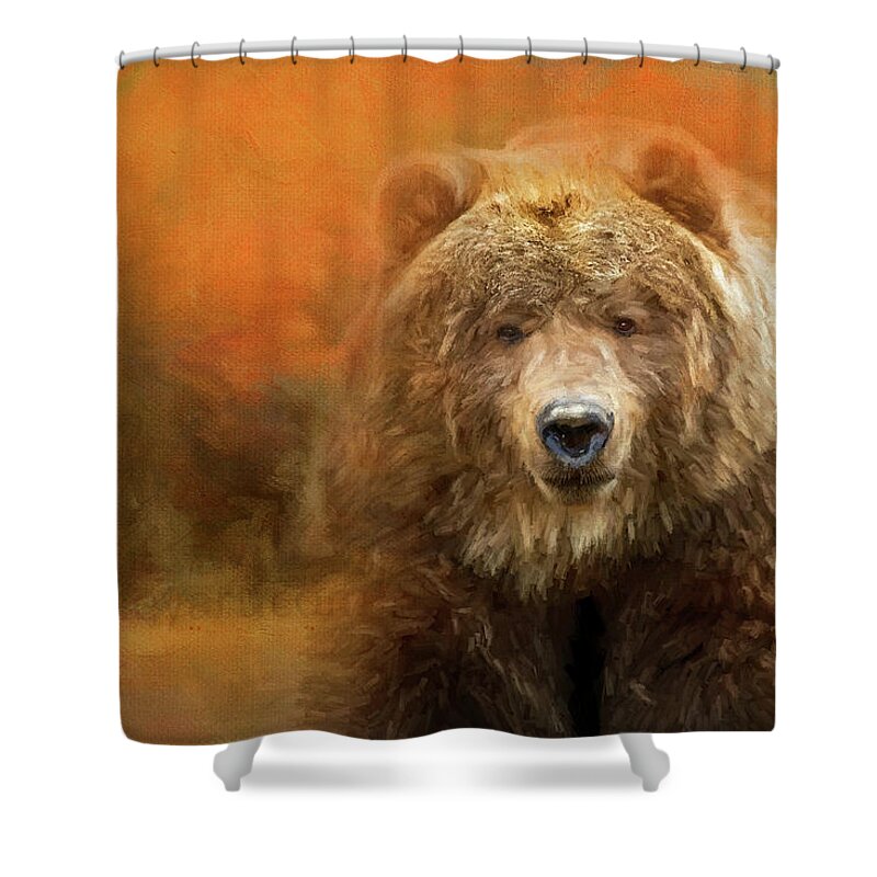 Grizzly Bear Shower Curtain featuring the digital art Pumpkin by Jeanette Mahoney
