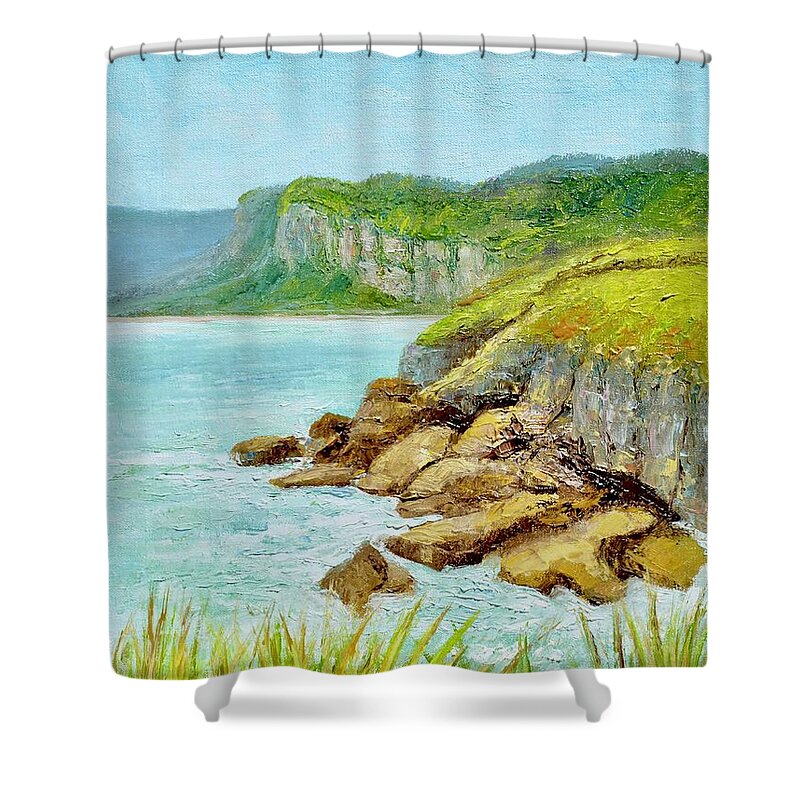 Rocks Shower Curtain featuring the painting Punakaiki, West Coast, NZ by Dai Wynn