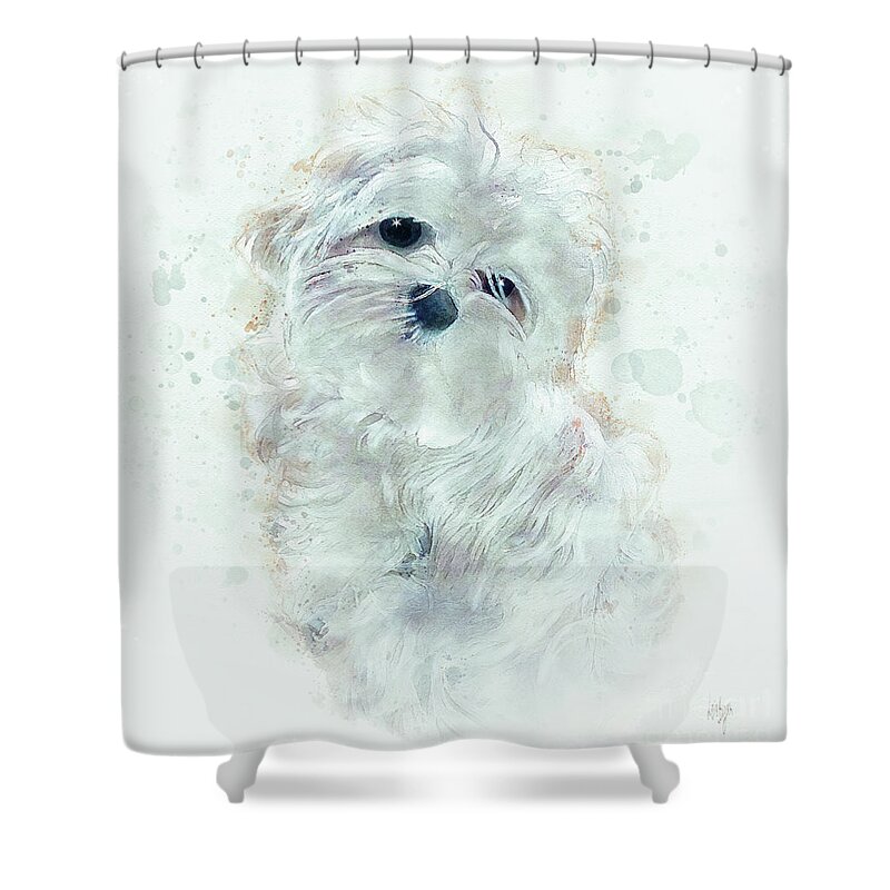 Animal Shower Curtain featuring the digital art Puppy Love by Lois Bryan
