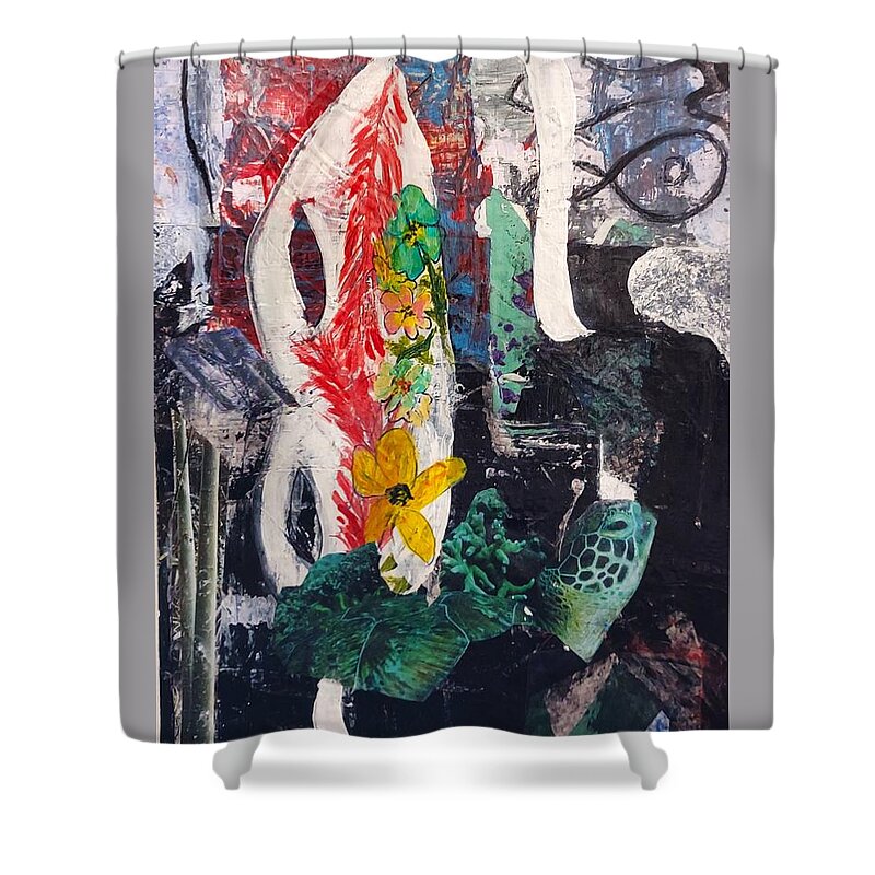  Costume Shower Curtain featuring the mixed media Purim Disguise by Suzanne Berthier