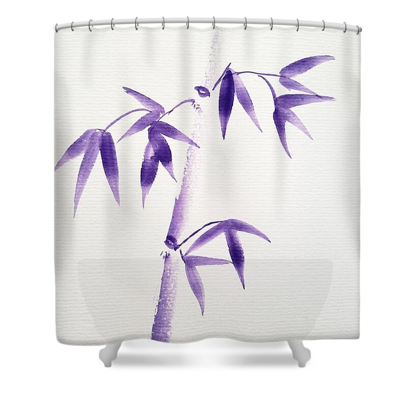  Shower Curtain featuring the painting Purple Bamboo by Margaret Welsh Willowsilk