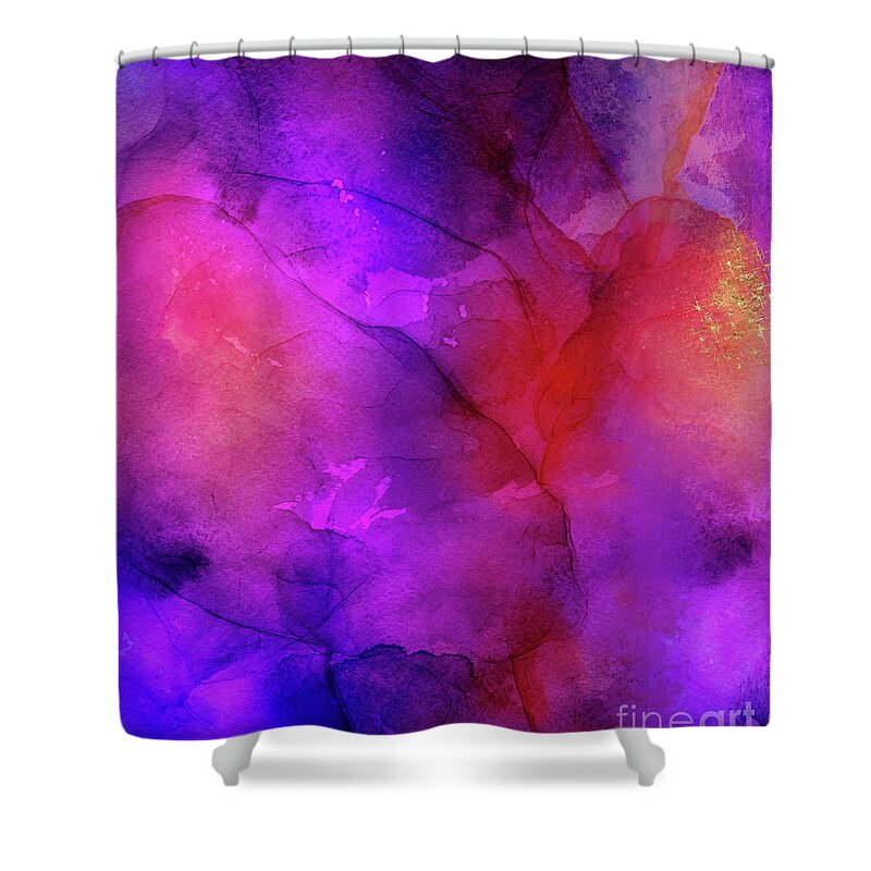 Purple Ink Painting Shower Curtain featuring the painting Purple, Blue, Red And Pink Fluid Ink Abstract Art Painting by Modern Art