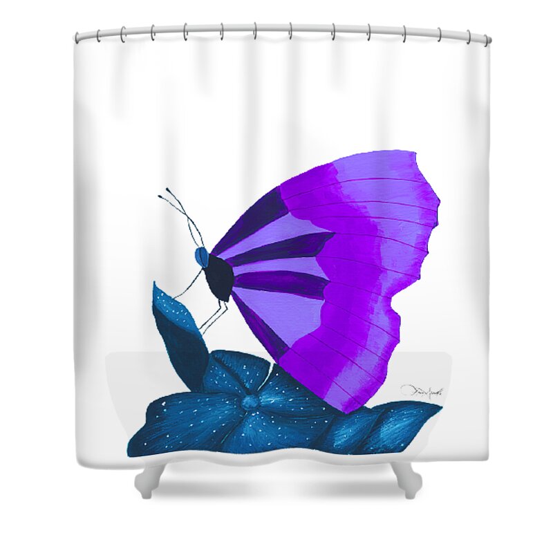 Watercolor Shower Curtain featuring the painting Purple Butterfly by Lisa Senette