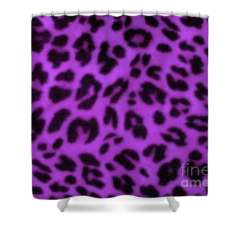 Purple Shower Curtain featuring the digital art Purple Cheetah by Kari Myres