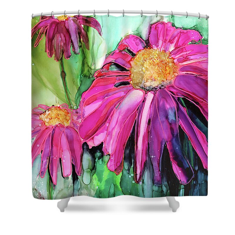 Shower Curtain featuring the painting Purple Coneflower by Julie Tibus