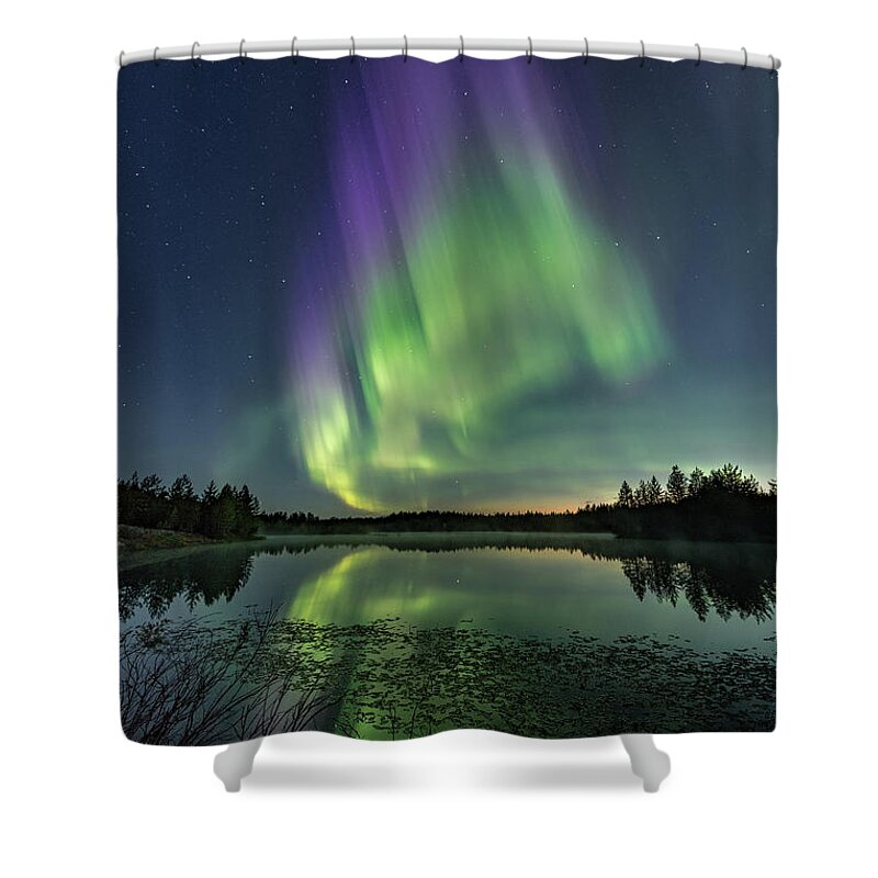 Aurora Borealis Shower Curtain featuring the photograph Purple flame by Thomas Kast