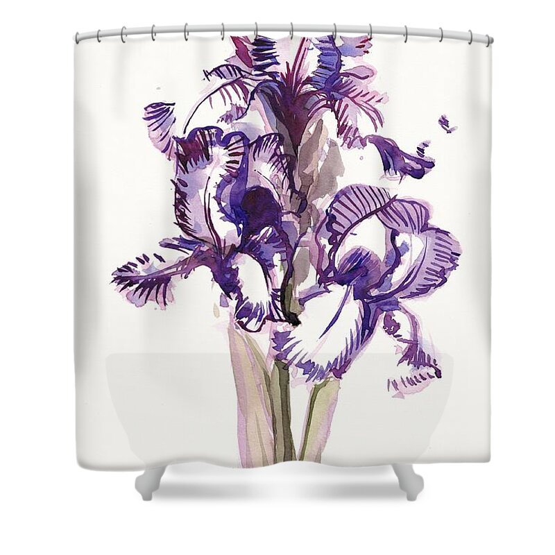 Iris Shower Curtain featuring the painting Purple Iris by George Cret