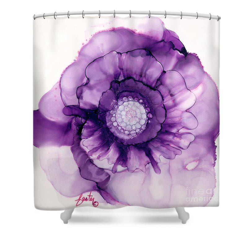 Purple Passion Flower Shower Curtain featuring the painting Purple Passion Flower by Daniela Easter