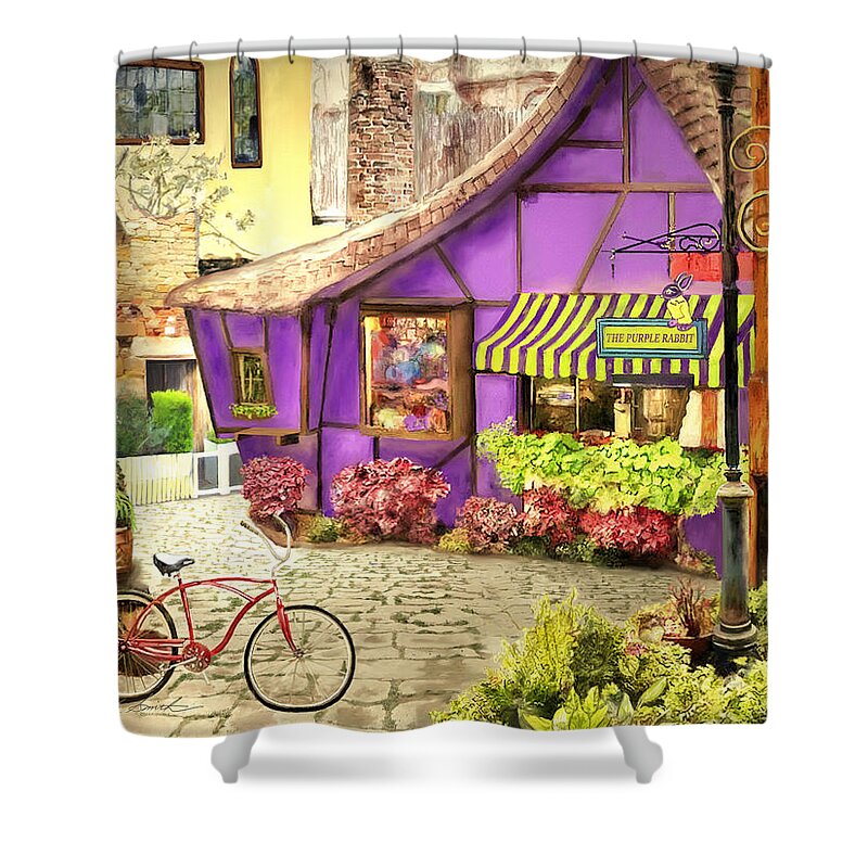 Gift Shop Shower Curtain featuring the painting Purple Rabbit by Joel Smith