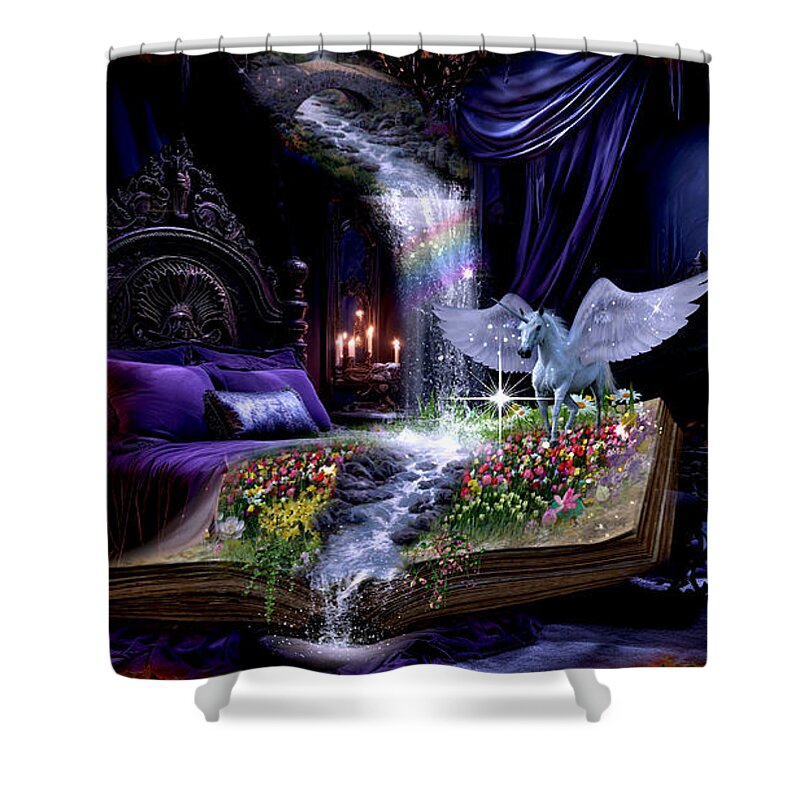 Gothic Shower Curtain featuring the digital art Purple Reign by Michael Damiani