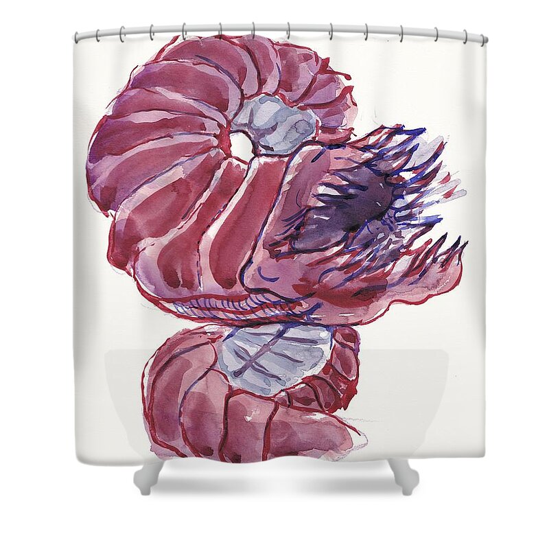 Miniature Shower Curtain featuring the painting Purple Worm by George Cret