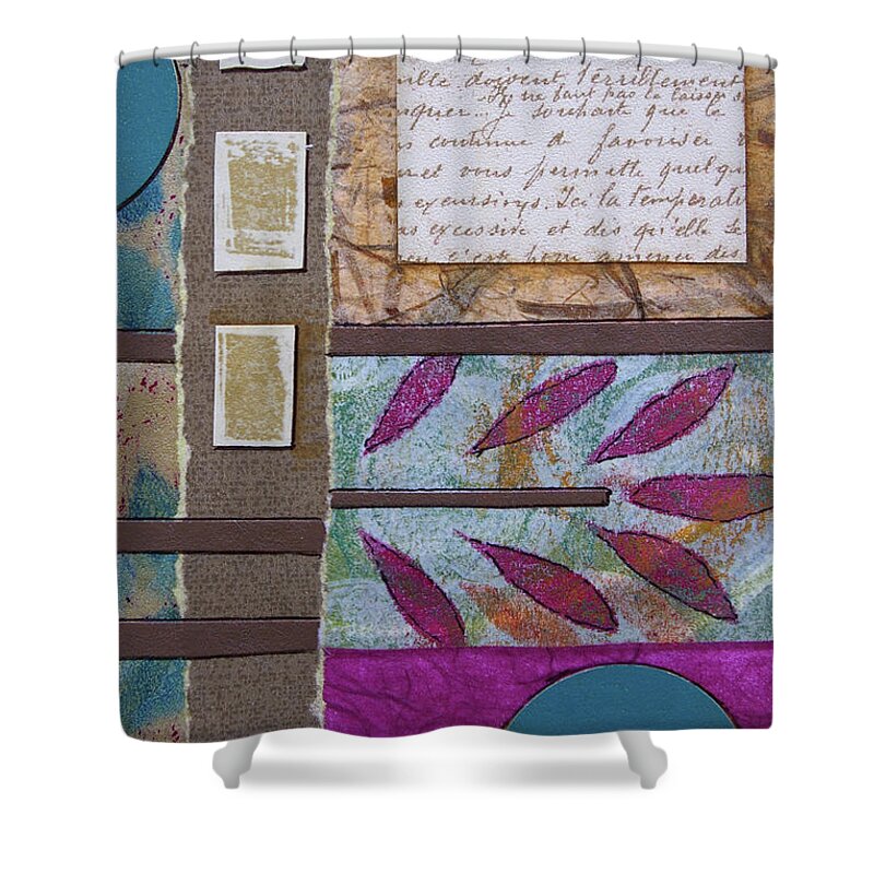 Mixed-media Shower Curtain featuring the mixed media Put it in Writing by MaryJo Clark