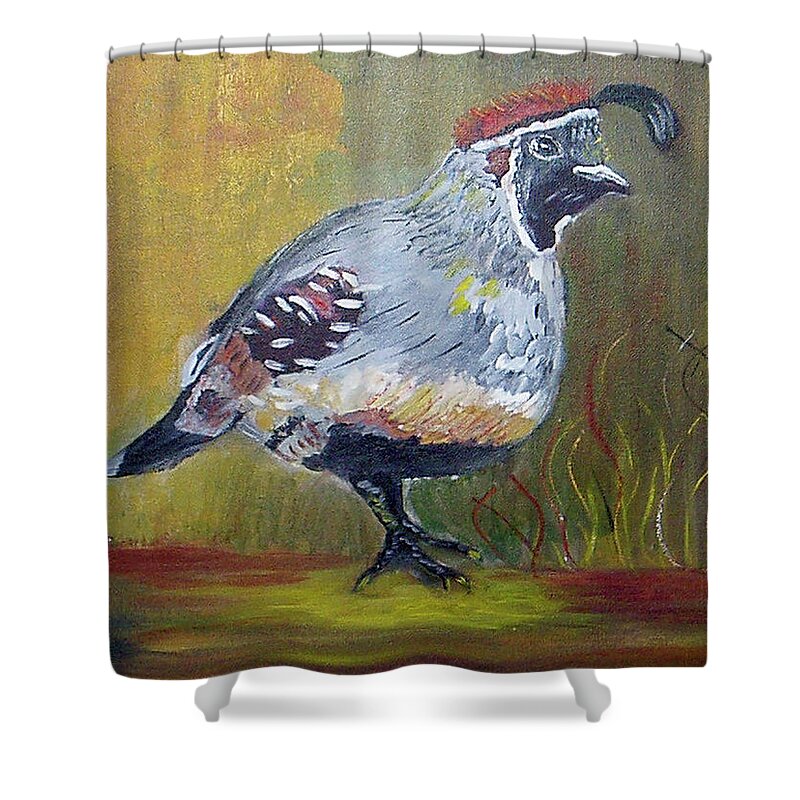 Quail Shower Curtain featuring the photograph Bobby the Quail by Genevieve Holland