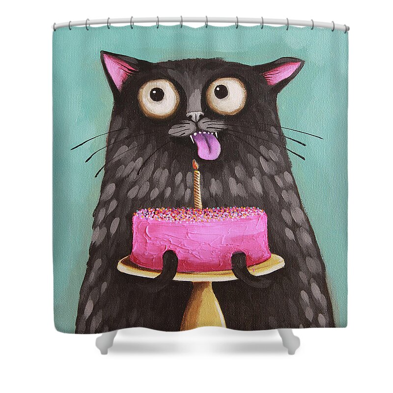 Quarantine Cats Shower Curtain featuring the painting Quarantine Day 13 by Lucia Stewart