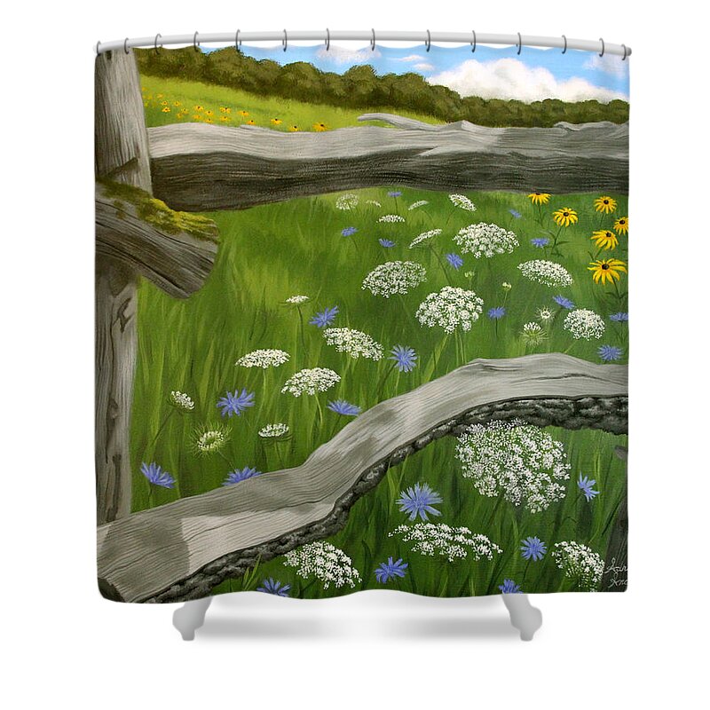 Grass Shower Curtain featuring the painting Queen Anne's Procession by Adrienne Dye