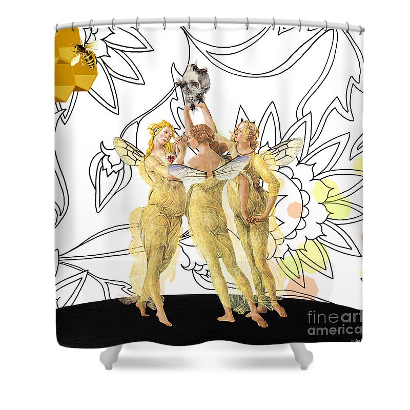 Bees Shower Curtain featuring the digital art Queen Bees by Janice Leagra