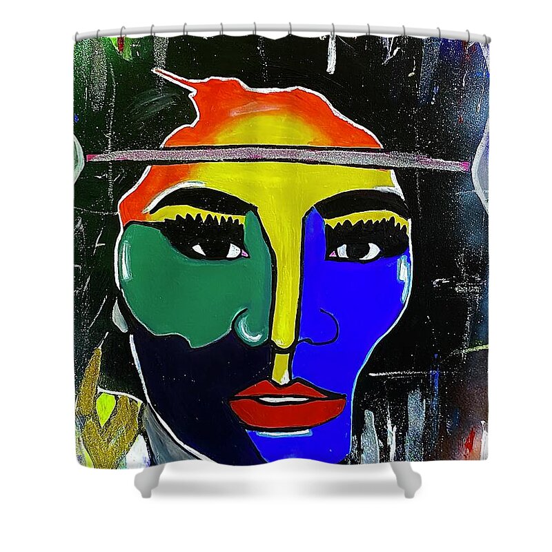  Shower Curtain featuring the painting Queen of Color by Shemika Bussey