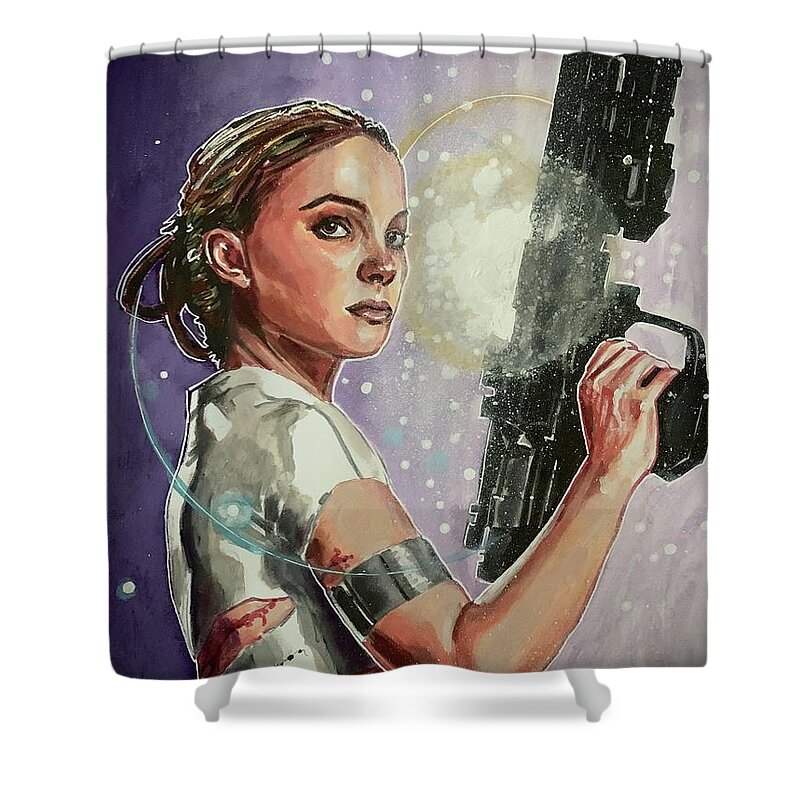 Star Wars Shower Curtain featuring the painting Queen Senator Mother - Padme Amidala by Joel Tesch