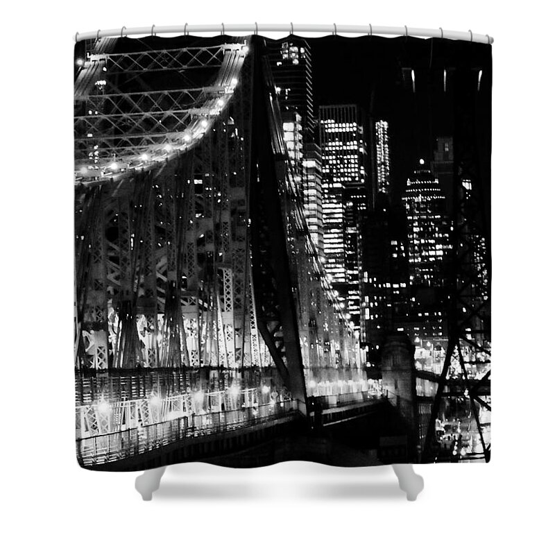 Night Shower Curtain featuring the photograph Queensboro Bridge and Midtown East Towers - A Manhattan Nightscape by Steve Ember