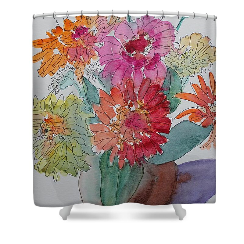Bouquet Shower Curtain featuring the painting Quick Pick by Ruth Kamenev