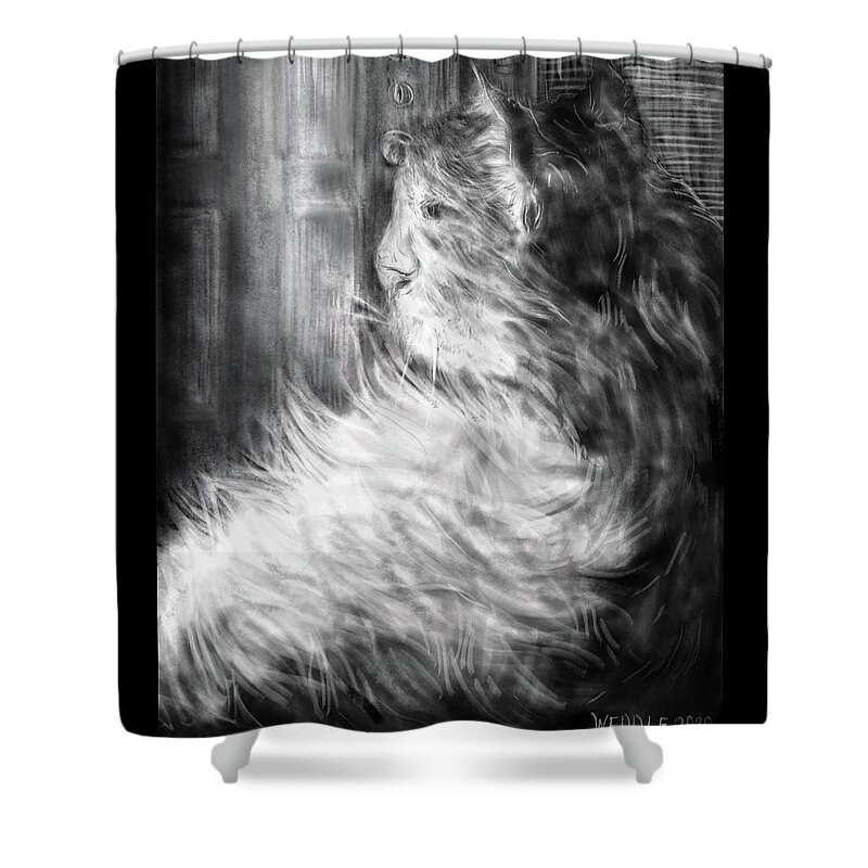 Cat Shower Curtain featuring the digital art Quiescence by Angela Weddle