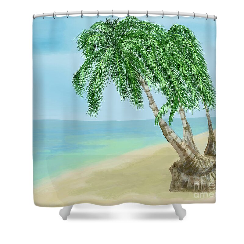 Beach Shower Curtain featuring the digital art Quiet Beach by Annette M Stevenson