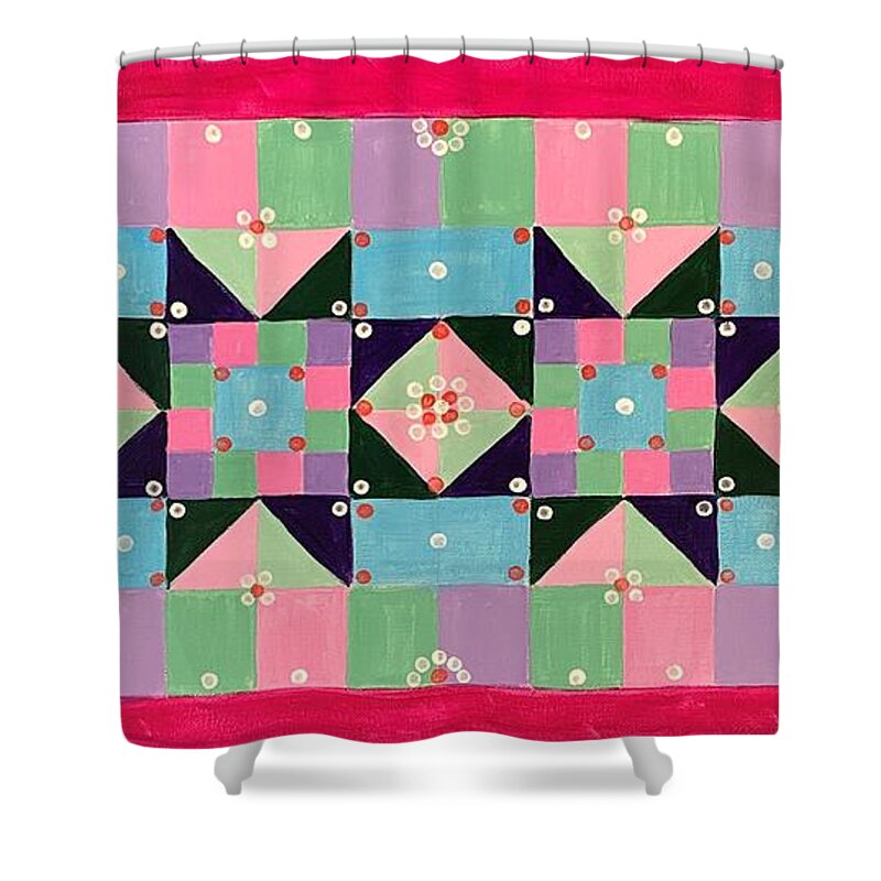 Quilt Shower Curtain featuring the painting Quilt #3 by Nancy Sisco