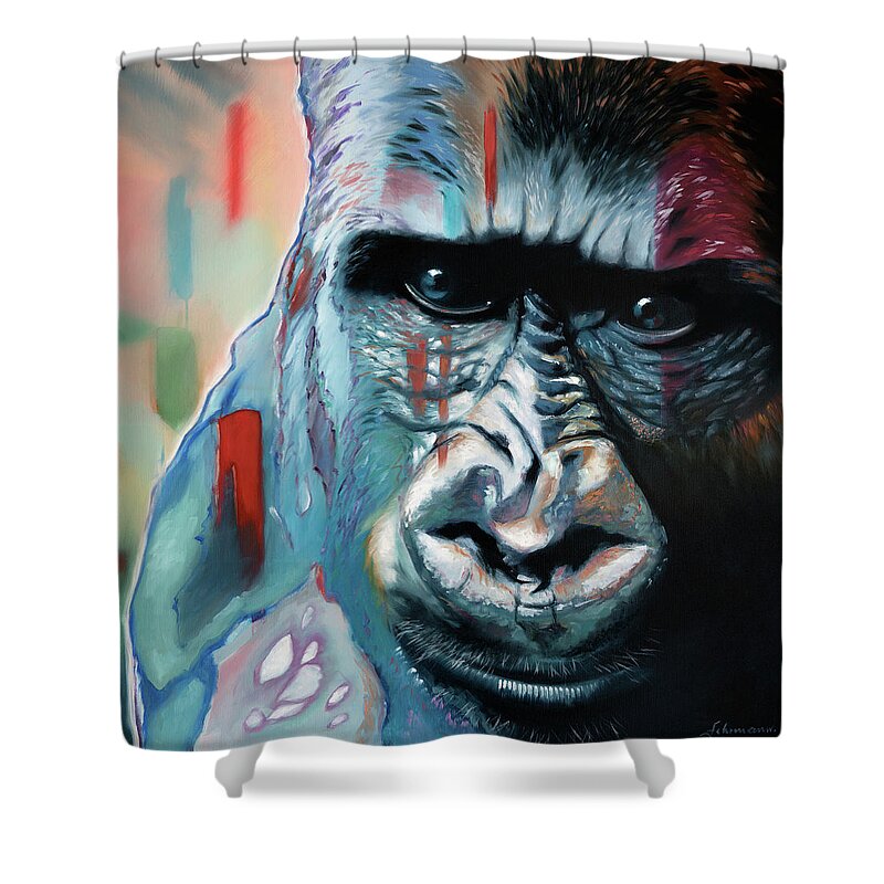 Gorilla Shower Curtain featuring the painting Gorilla - by Uwe Fehrmann