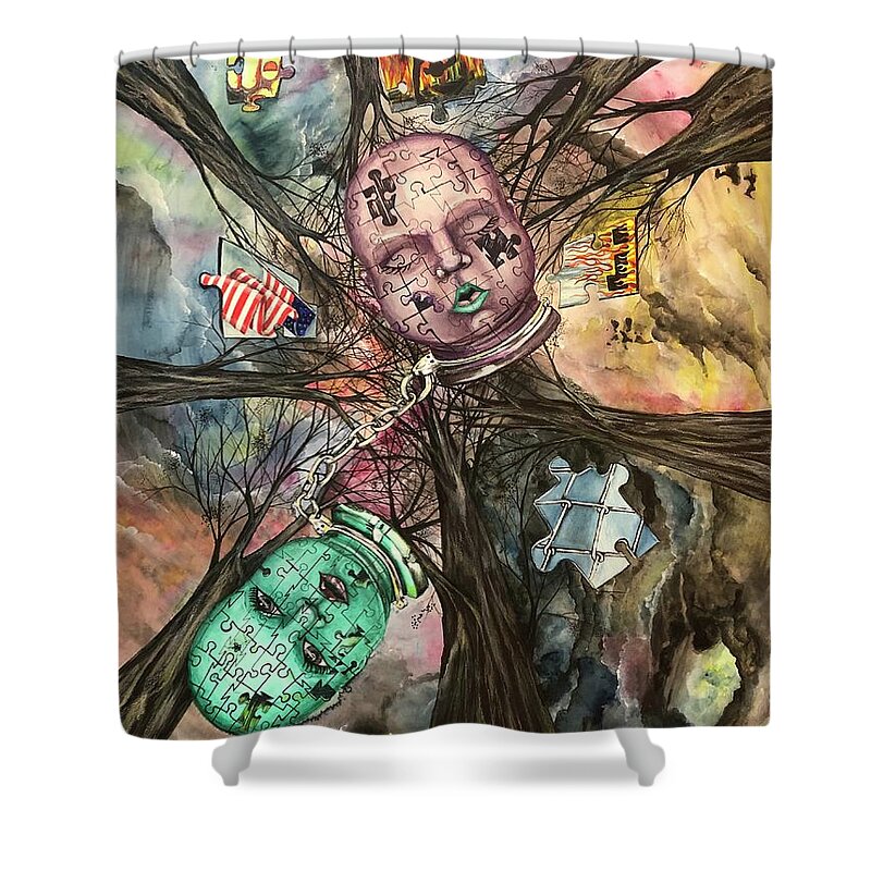Race Shower Curtain featuring the mixed media Race 2020 by Mastiff Studios