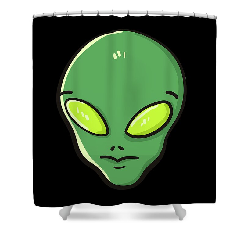 Aliens Shower Curtain featuring the digital art Raid Area 51 Alien Head by Flippin Sweet Gear